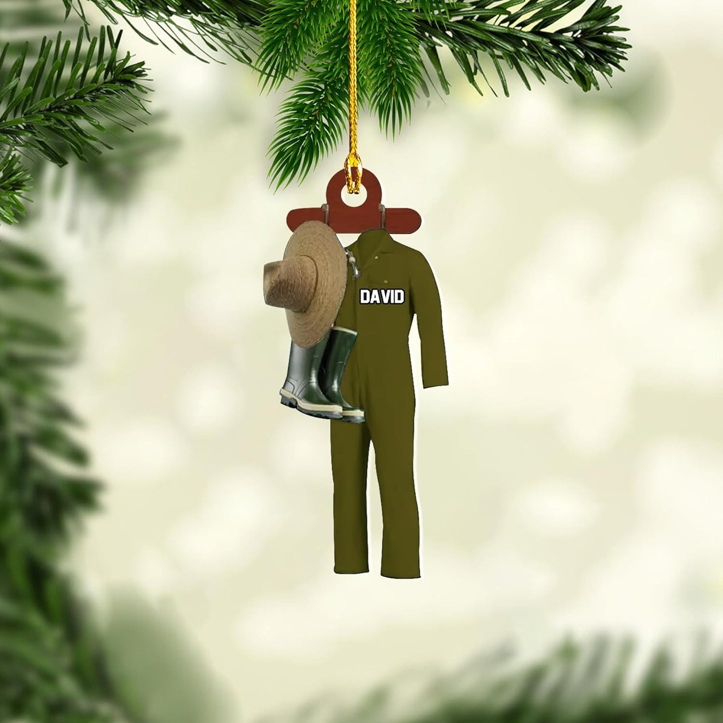 Personalized Gardening Acrylic Ornament – Custom Name Garden Tools Christmas Tree Decoration for Gardeners & Plant Lovers TG12