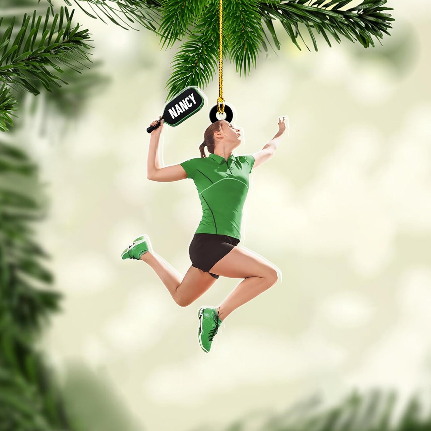 Custom Face & Name Pickleball Player Ornament – Pickleball Christmas Ornament Style 8