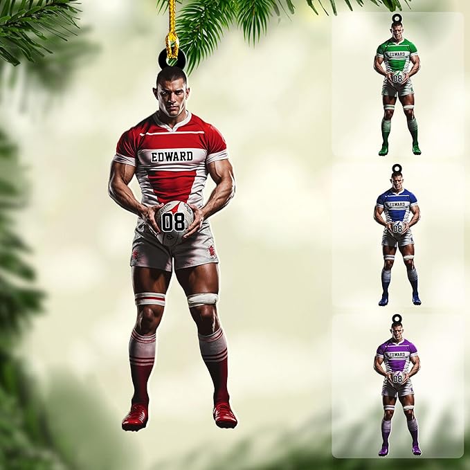 Personalized Rugby Player Christmas Gift for Sports Lovers - Rugby Ornament LL12