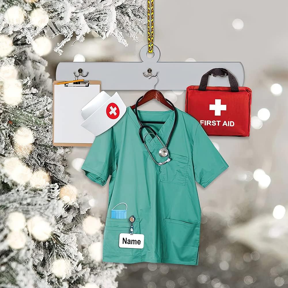 Custom Nurse Uniform Ornament - Nurse Christmas Ornament Design 07