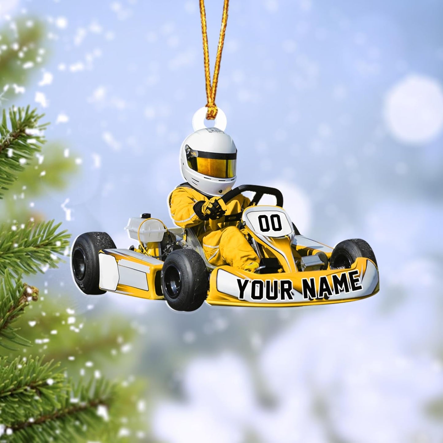 Personalized Racing Car Ornament – Custom Acrylic Drag Racing Christmas Decoration, Gift for Car Lovers and Drivers TR19