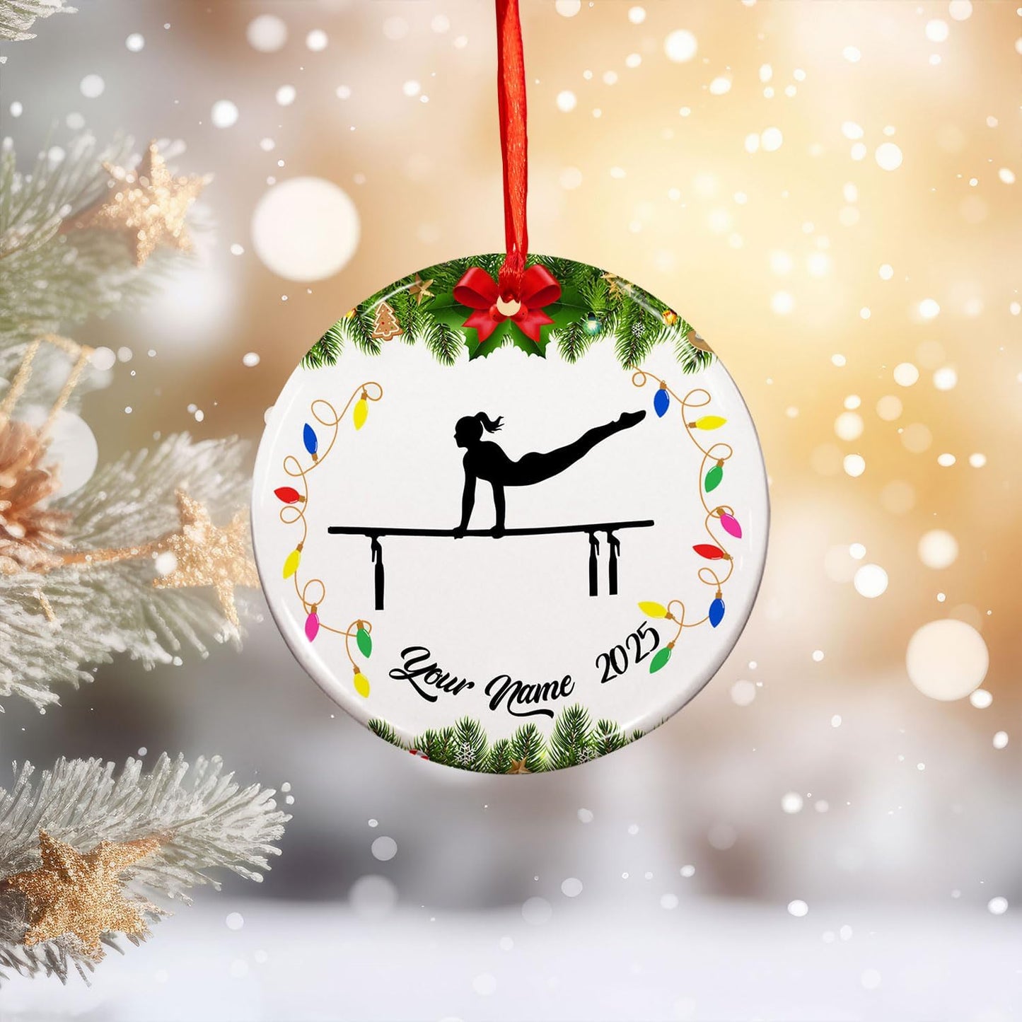 Personalized Name Gymnastics Ornament 2025, Girl Gymnast Ornaments, Wood Ornament for Xmas C05