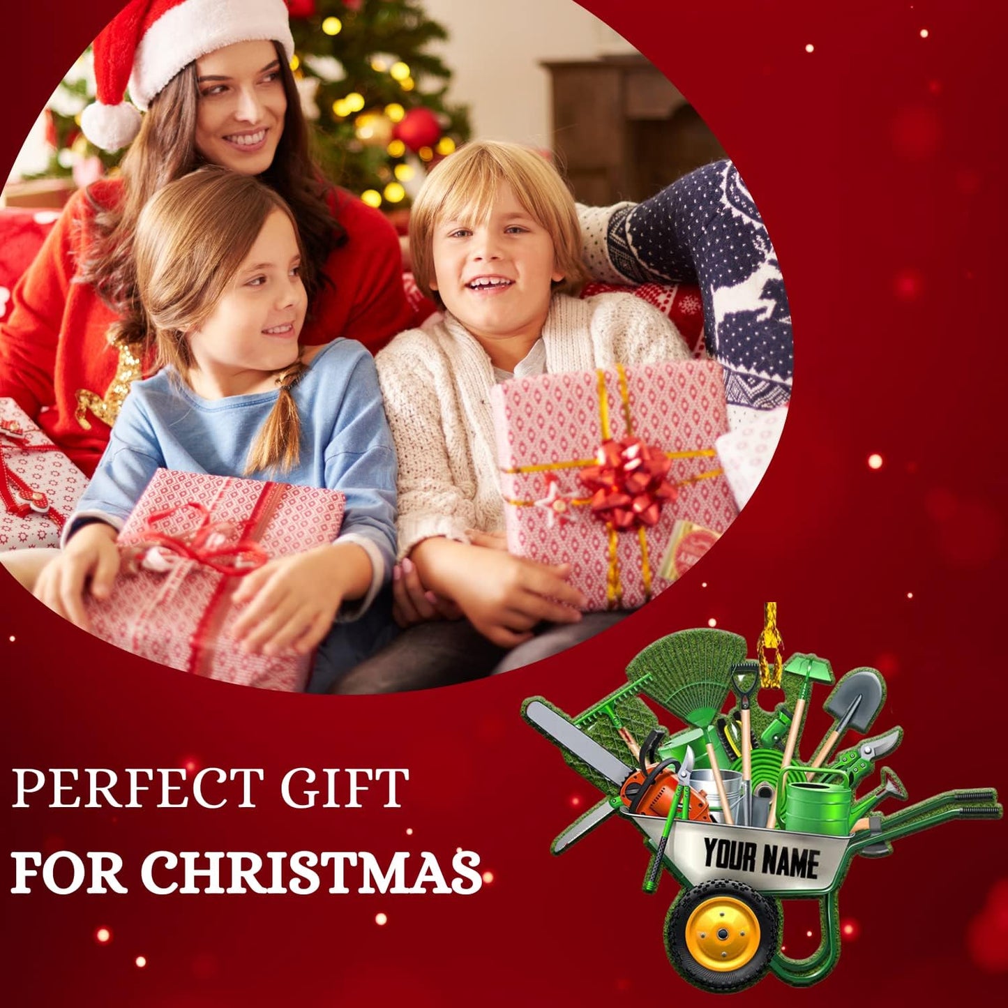 Custom Name Lawn Mower Christmas Ornament | Personalized Gardening Holiday Keepsake Gift for Gardeners & Lawn Care Workers TG70