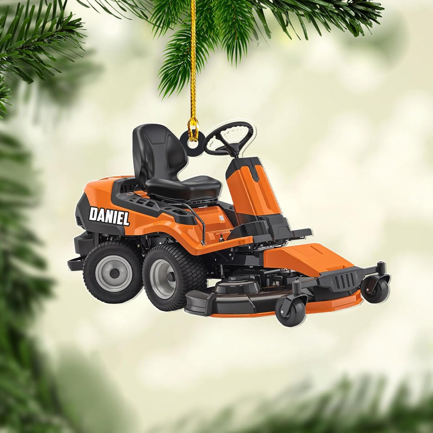 Personalized Lawn Mower Christmas Ornament | Custom Name Gardening Holiday Keepsake Gift for Gardeners & Lawn Care Workers TG62