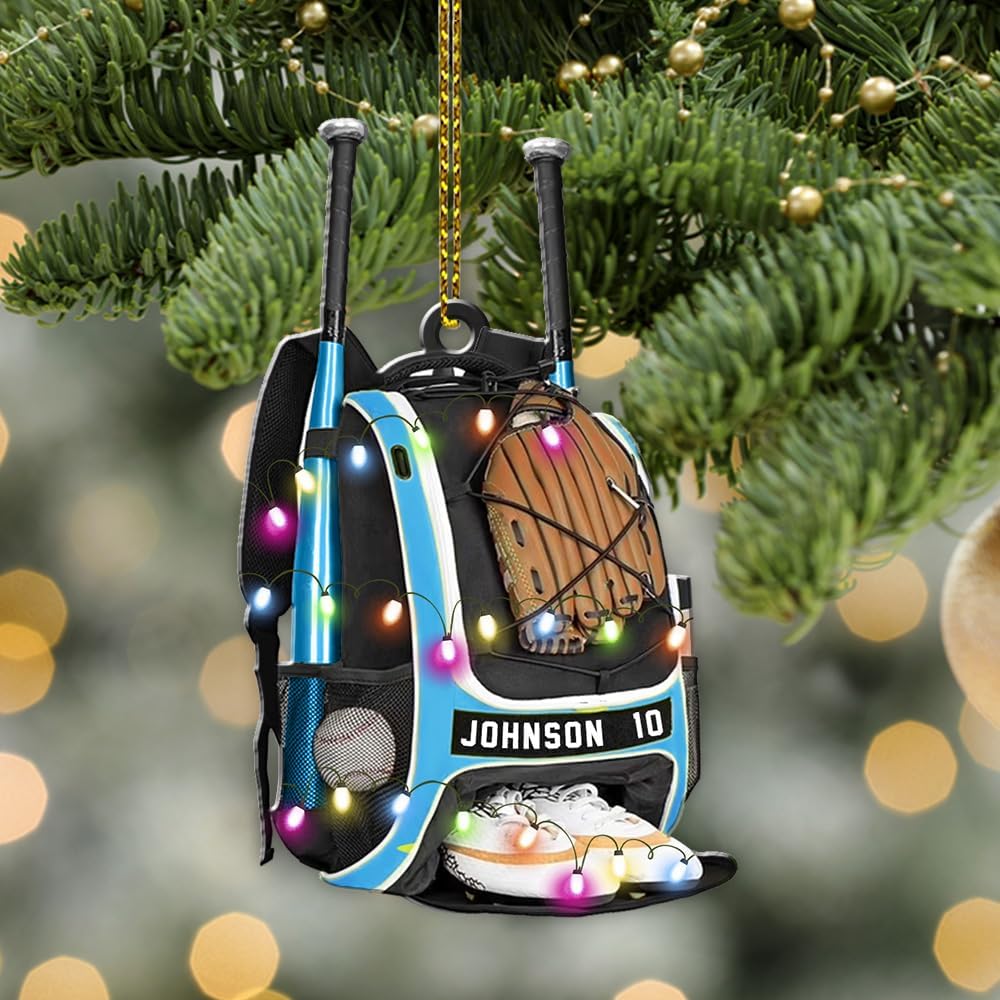 Personalized Baseball Christmas Ornament – Custom Name Acrylic Ornament, Sports Holiday Decoration, Baseball Player Gift TH9