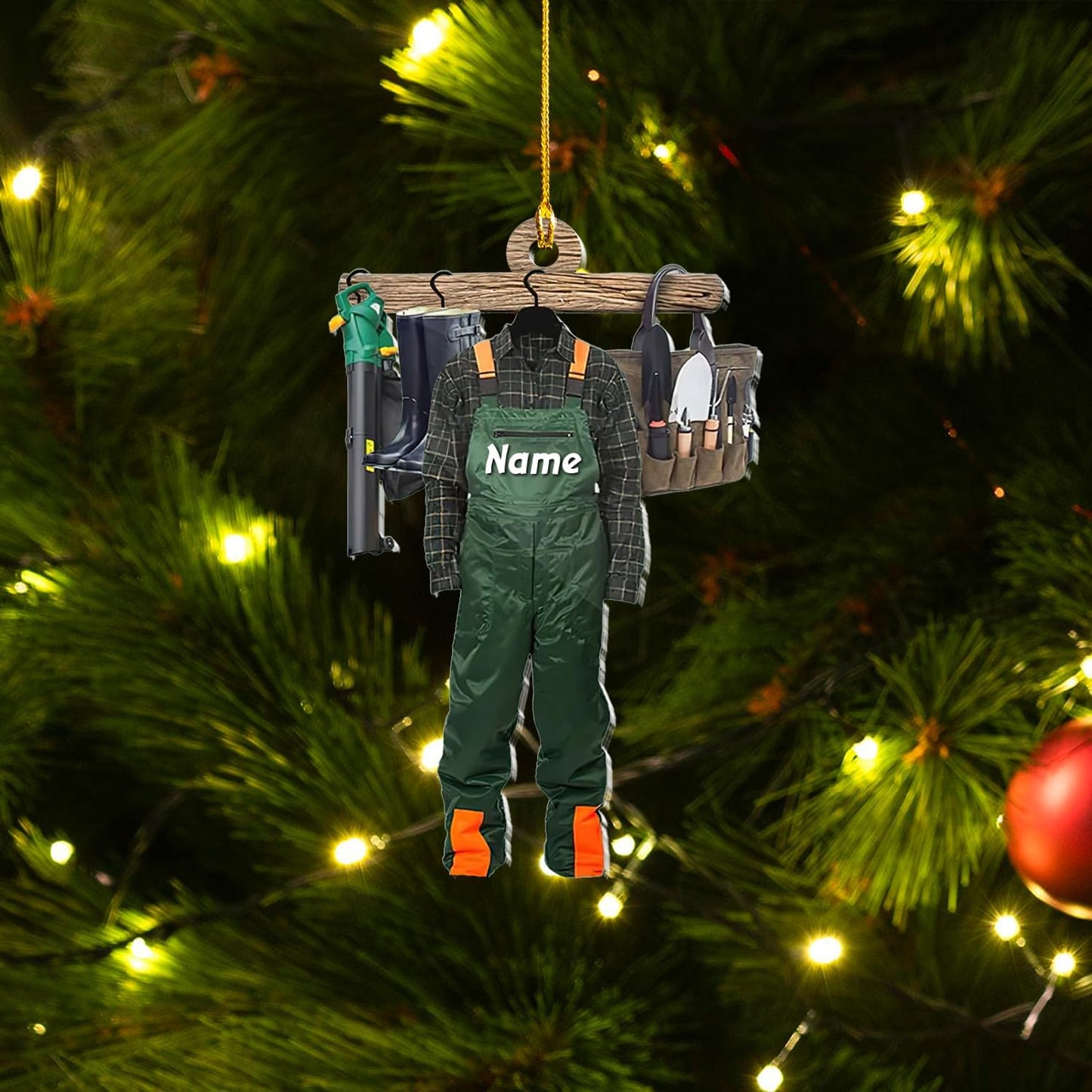 Custom Gardening Ornament with Name – Garden Tools Acrylic Christmas Decor for Gardeners & Green Thumb Lovers TG50