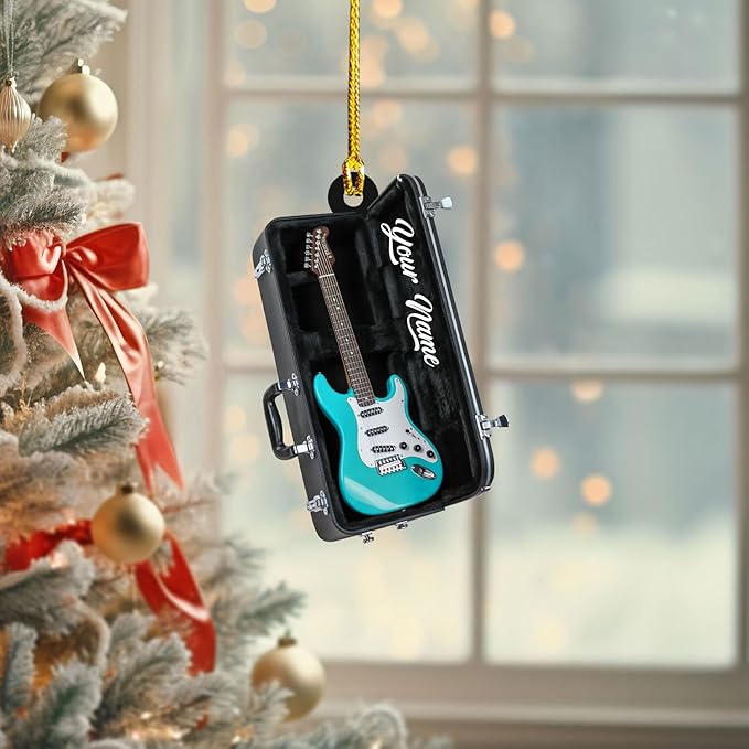 Custom Electric and Acoustic Guitar Christmas Ornament - Guitar Ornament Gift LL28