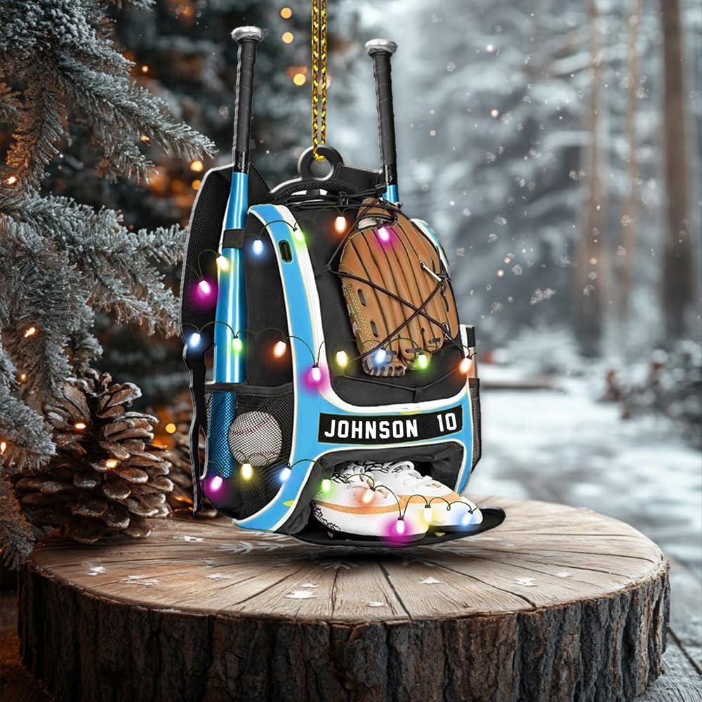 Personalized Baseball Christmas Ornament – Custom Name Acrylic Ornament, Sports Holiday Decoration, Baseball Player Gift TH9