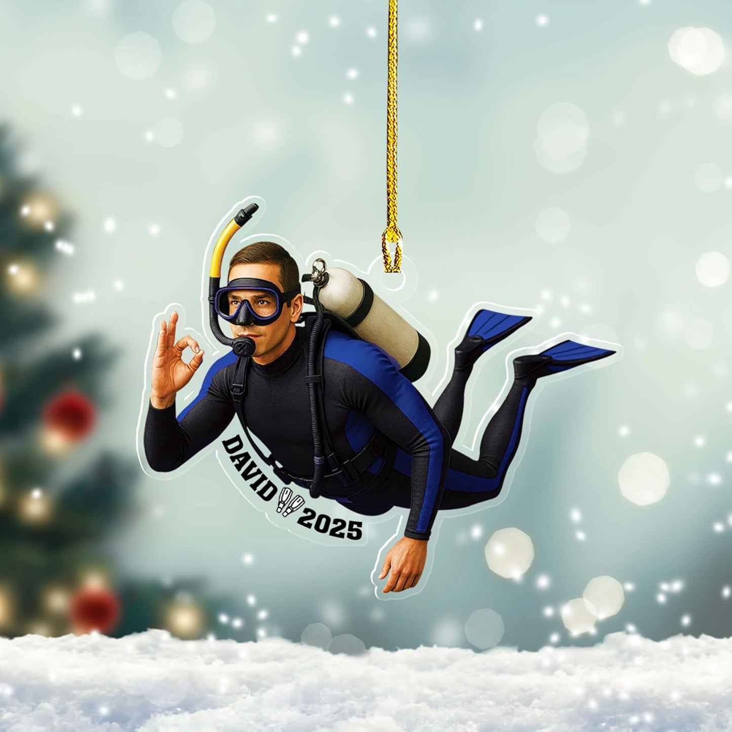 Custom Scuba Diver Ornament – Personalized Acrylic Christmas Tree Decoration, Gift for Divers and Swimmers TSD30