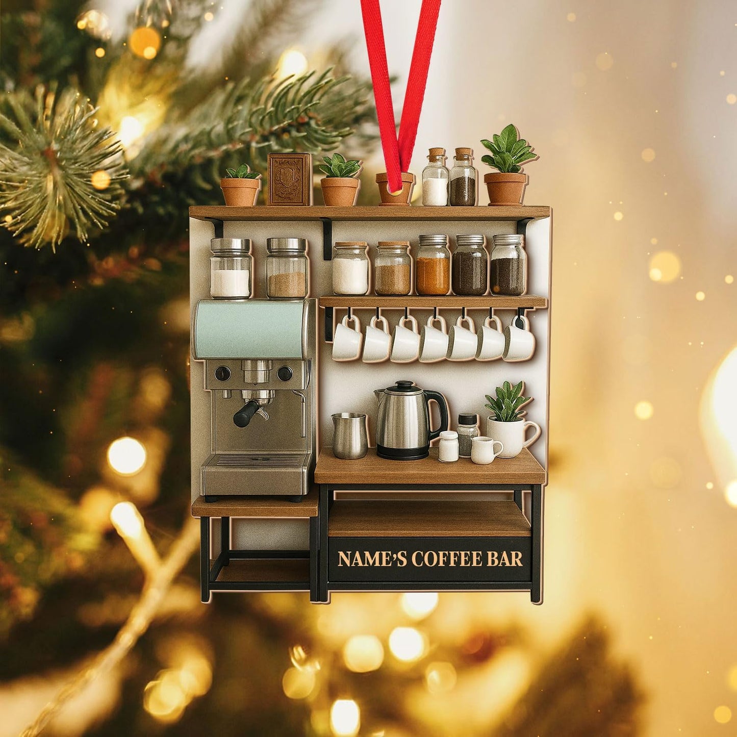 Personalized Coffee Bar Ornament – Unique Holiday Keepsake for Coffee Lover TC23