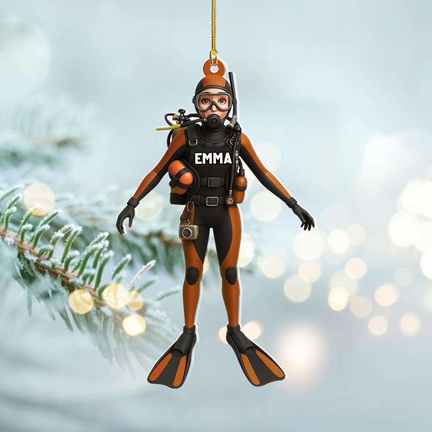 Custom Scuba Diver Ornament – Personalized Acrylic Christmas Tree Decoration, Gift for Divers and Swimmers TSD26