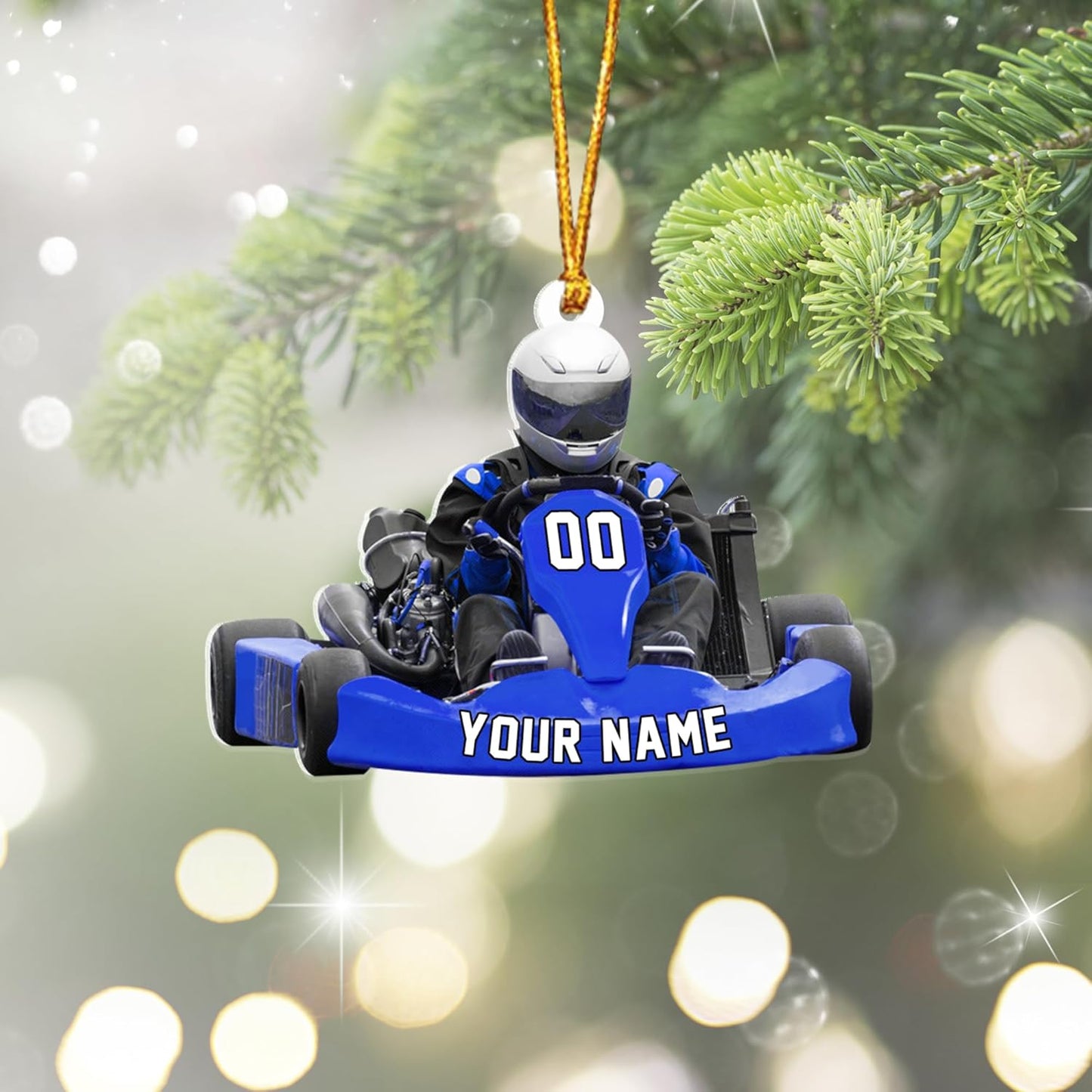 Personalized Racing Car Ornament – Custom Acrylic Drag Racing Christmas Decoration, Gift for Car Lovers and Drivers TR23