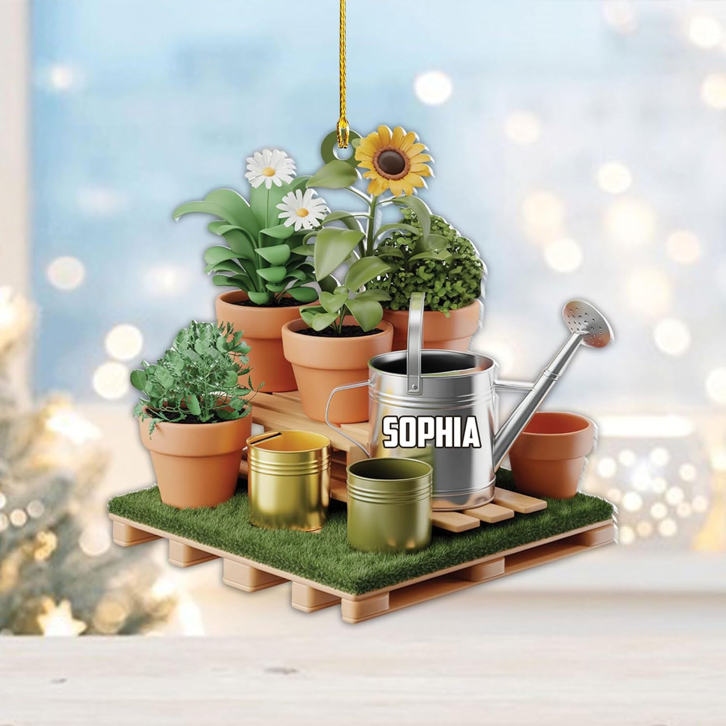 Custom Name Garden Equipment Ornament | Gardener Christmas Tree Decor Gift for Plant & Nature Lovers TG74