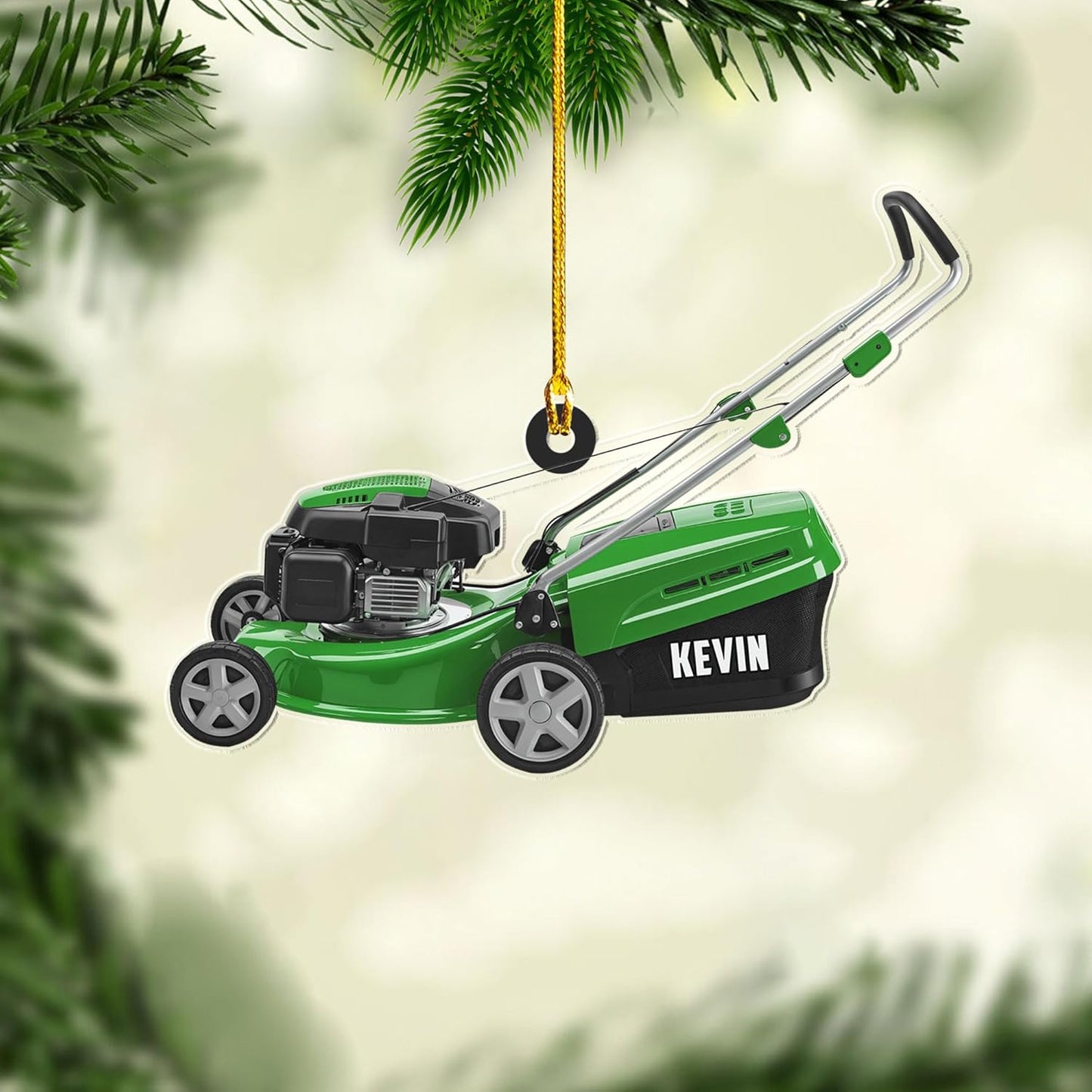 Personalized Lawn Mower Christmas Ornament | Custom Name Gardening Holiday Keepsake Gift for Gardeners & Lawn Care Workers TG65