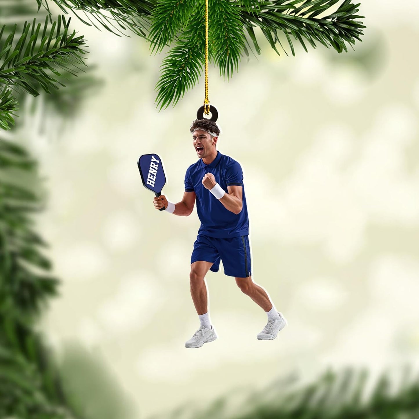 Custom Face & Name Pickleball Player Ornament – Pickleball Christmas Ornament Style 9