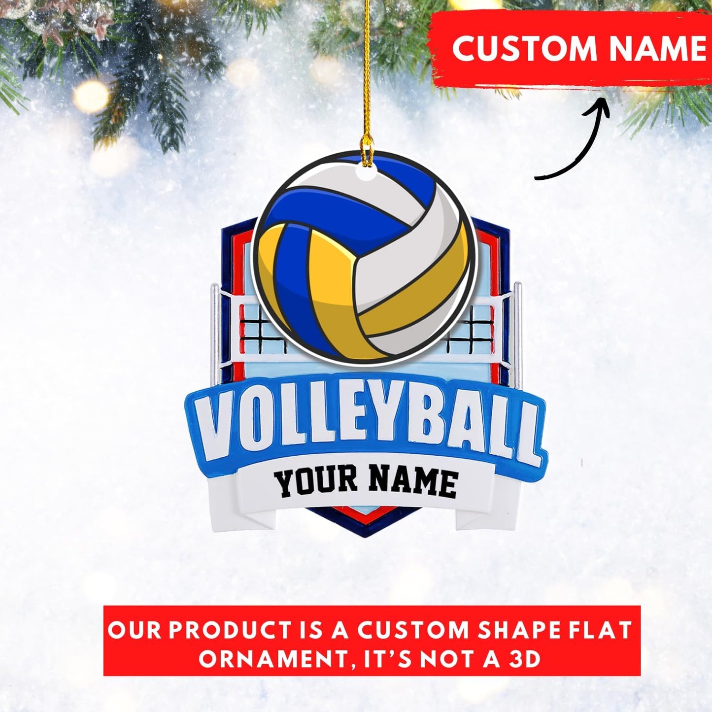 Personalized Volleyball Christmas Ornament – Custom Name Acrylic Ornament, Team Sports Holiday Decor, Volleyball Player Gift, Custom Xmas Keepsake TV7