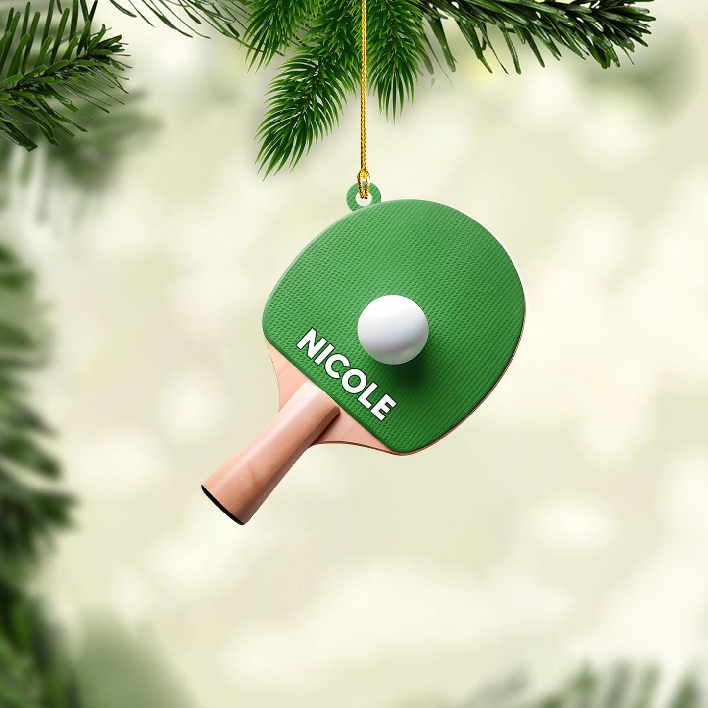 Custom Table Tennis Christmas Ornament – Personalized Ping Pong Player Gift, Acrylic 2D Flat Holiday Decoration, Unique Xmas Keepsake TT5