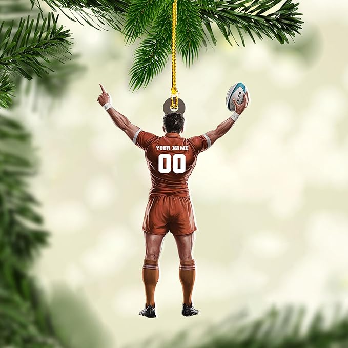 Personalized Rugby Player Christmas Gift for Sports Lovers - Rugby Ornament LL30