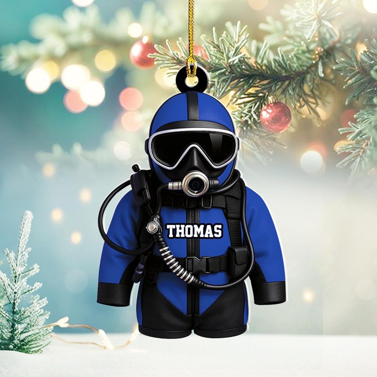 Custom Name Diving Ornament – Personalized Acrylic Scuba Diver Christmas Keepsake, Underwater Gift TSD22