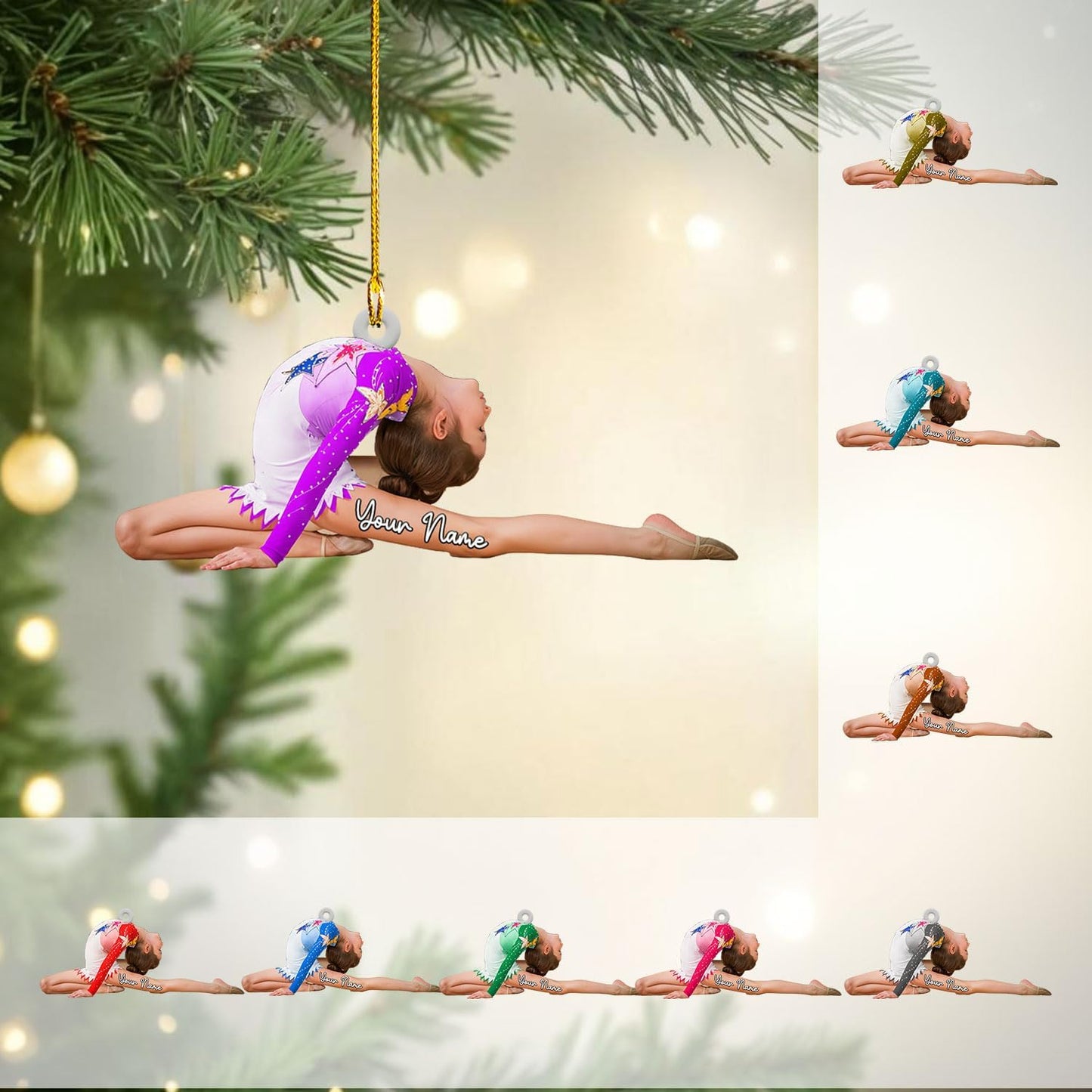 Personalized Name Gymnastics Ornament 2025, Girl Gymnast Ornaments, Wood Ornament for Xmas, Gymnastics Christmas Ornaments Tree C03