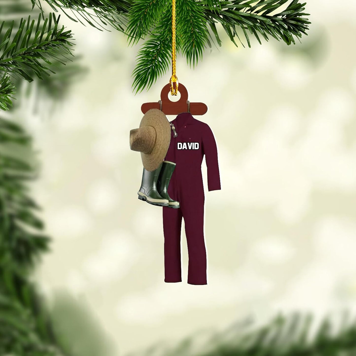 Personalized Gardening Acrylic Ornament – Custom Name Garden Tools Christmas Tree Decoration for Gardeners & Plant Lovers TG12