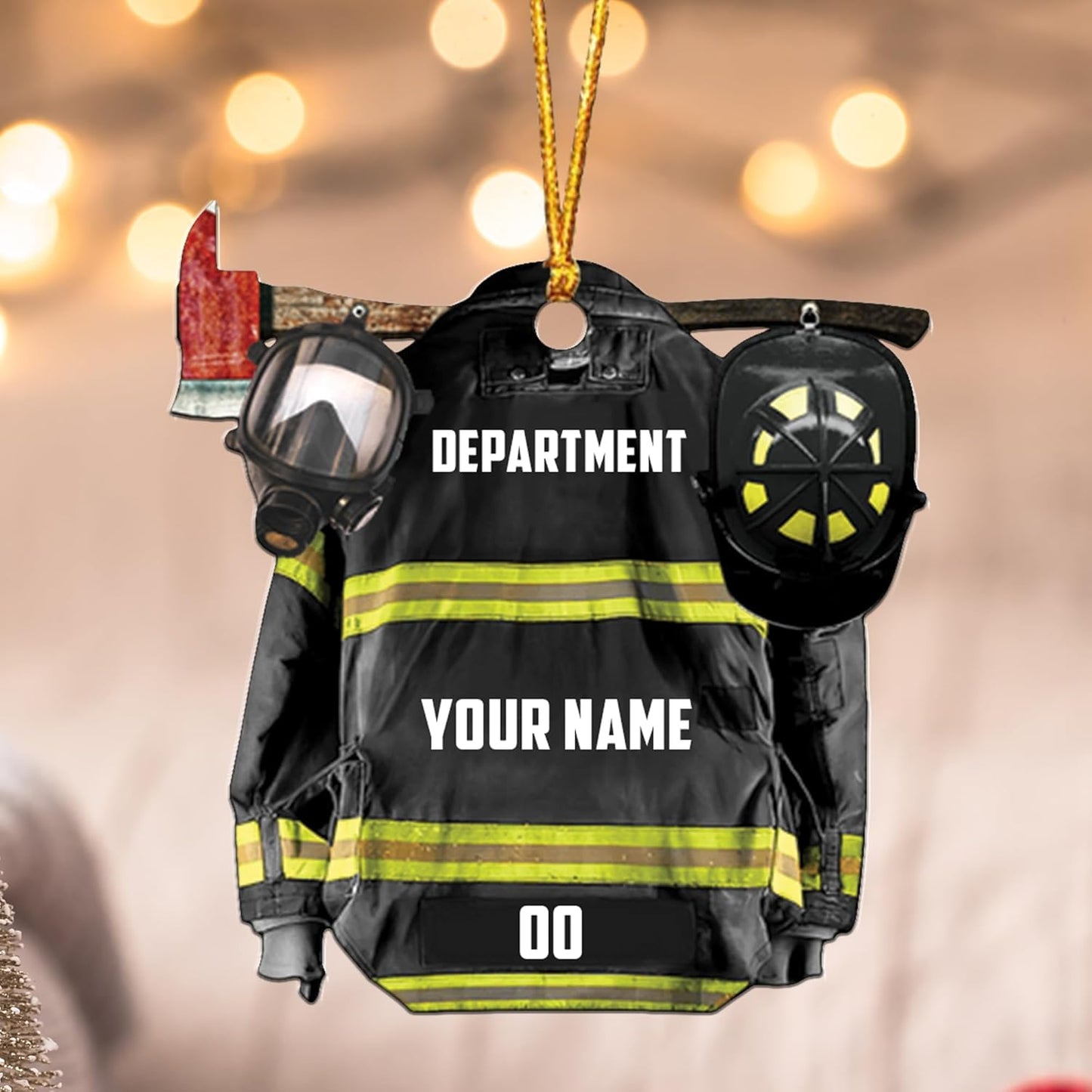 Personalized Firefighter Uniform Christmas Ornament Style 9