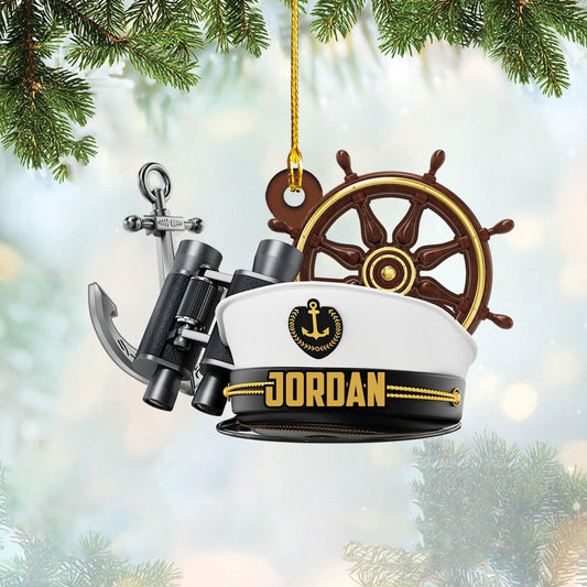 Custom Name Sailor Ornament – Personalized Captain Acrylic Sailing Ornament, Nautical Christmas Tree Decoration for Navy Lovers TS30