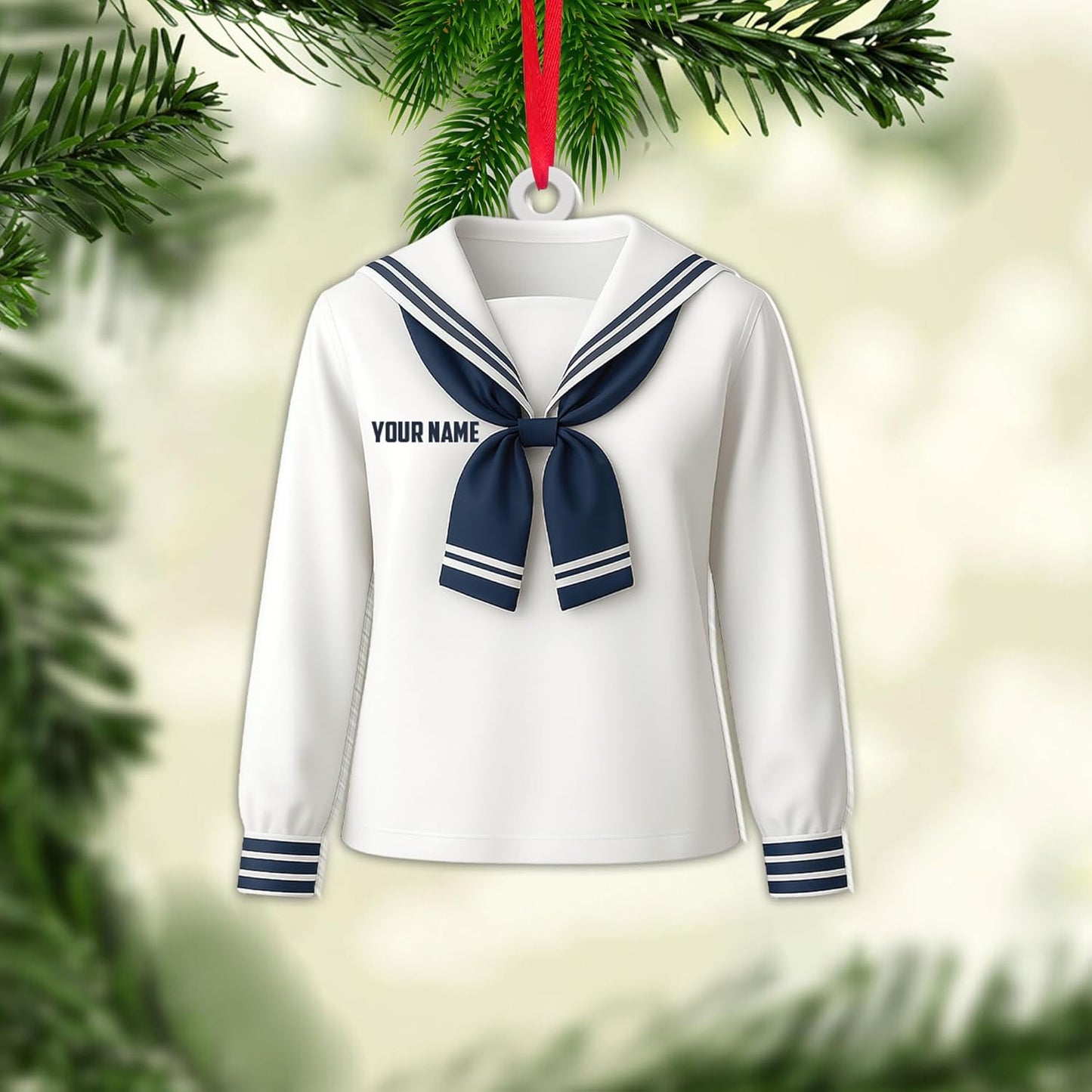 Personalized Sailor Ornament – Custom Captain Sailor Acrylic Ornament, Unique Sailing Glass Keepsake, Navy Captain Holiday Gift for Sailors TS18