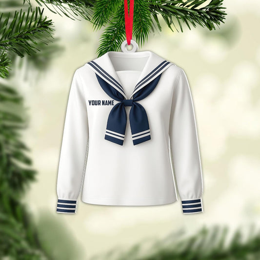 Personalized Sailor Ornament – Custom Captain Sailor Acrylic Ornament, Unique Sailing Glass Keepsake, Navy Captain Holiday Gift for Sailors TS18