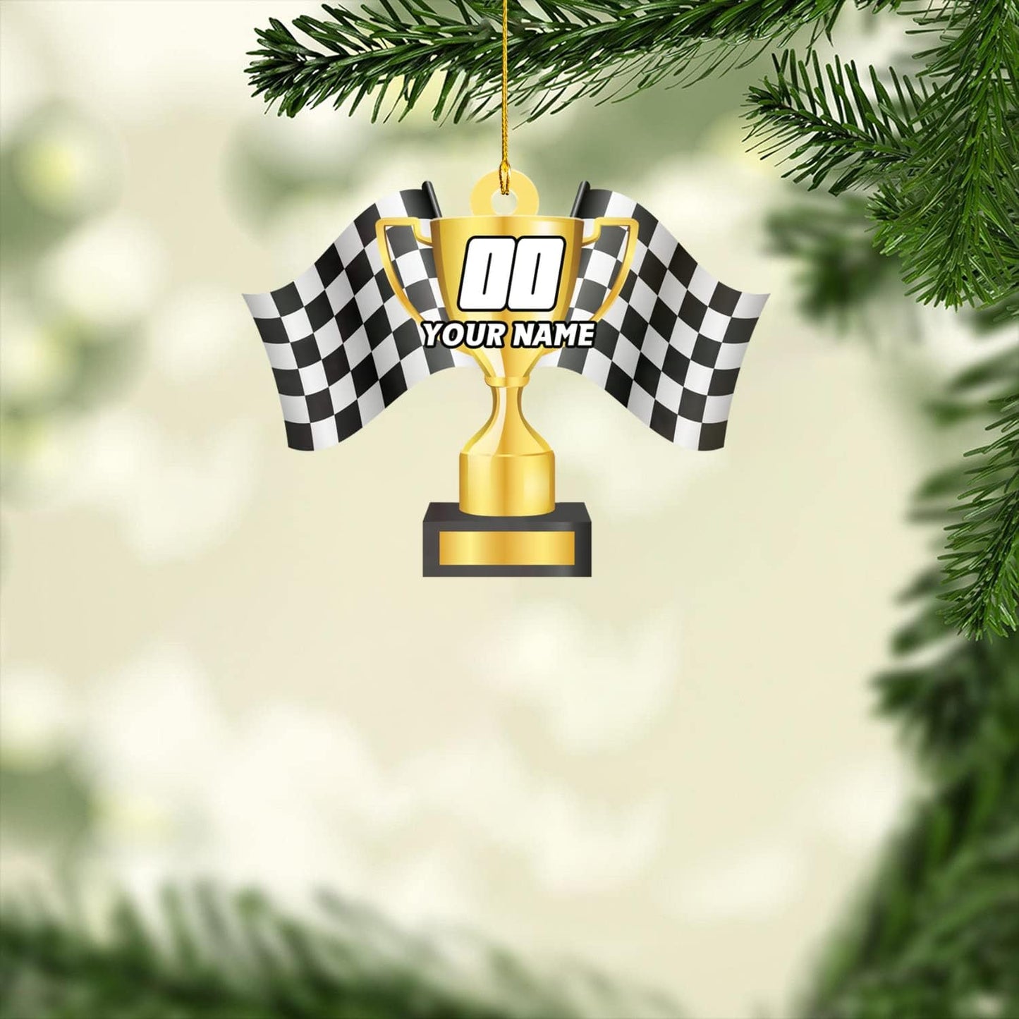 Personalized Racing Car Ornament – Custom Name Acrylic Race Car Christmas Decoration, Car Lover Gift TR17