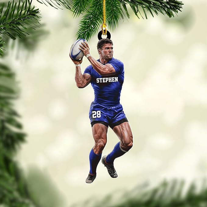 Personalized Rugby Player Christmas Gift for Sports Lovers - Rugby Ornament LL13