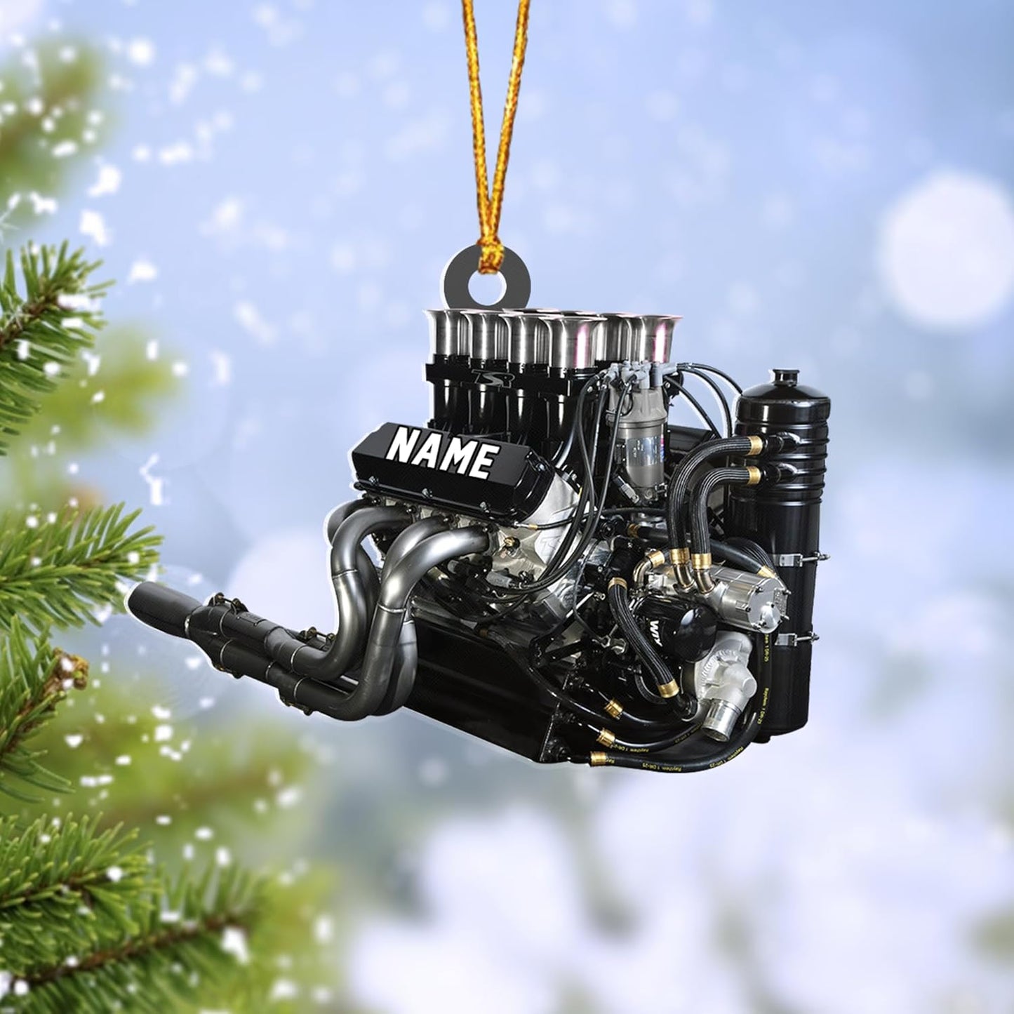 Personalized Racing Car Ornament – Custom Acrylic Drag Racing Christmas Decoration, Gift for Car Lovers and Drivers TR25