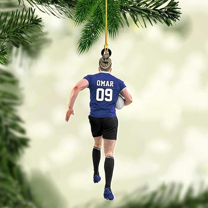 Personalized Rugby Player Christmas Gift for Sports Lovers - Rugby Ornament LL15