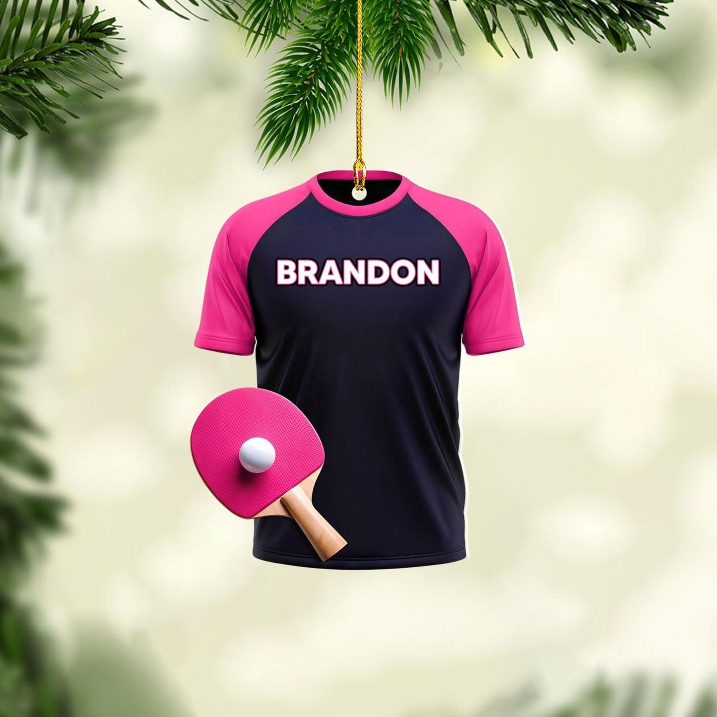 Custom Name Table Tennis Ornament – Personalized Ping Pong Acrylic Christmas Decoration, 2D Flat Player Gift for Sport Lovers TT10