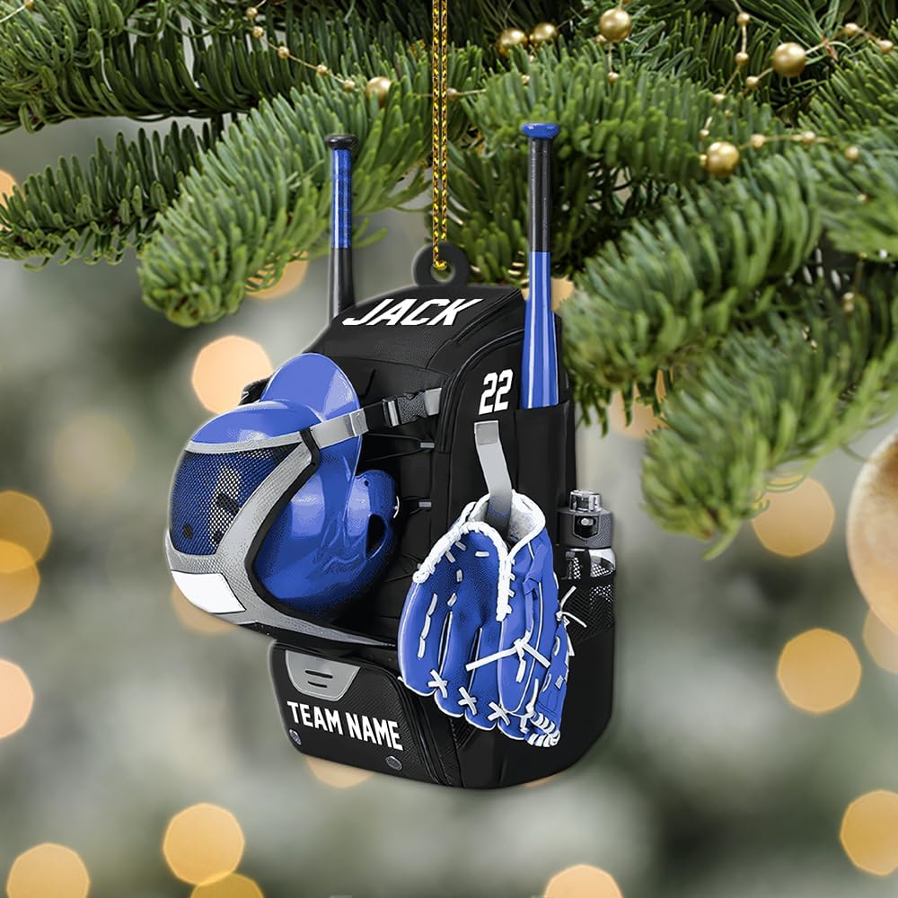 Personalized Baseball Christmas Ornament – Custom Name Acrylic Ornament, Sports Holiday Decoration, Baseball Player Gift TH1