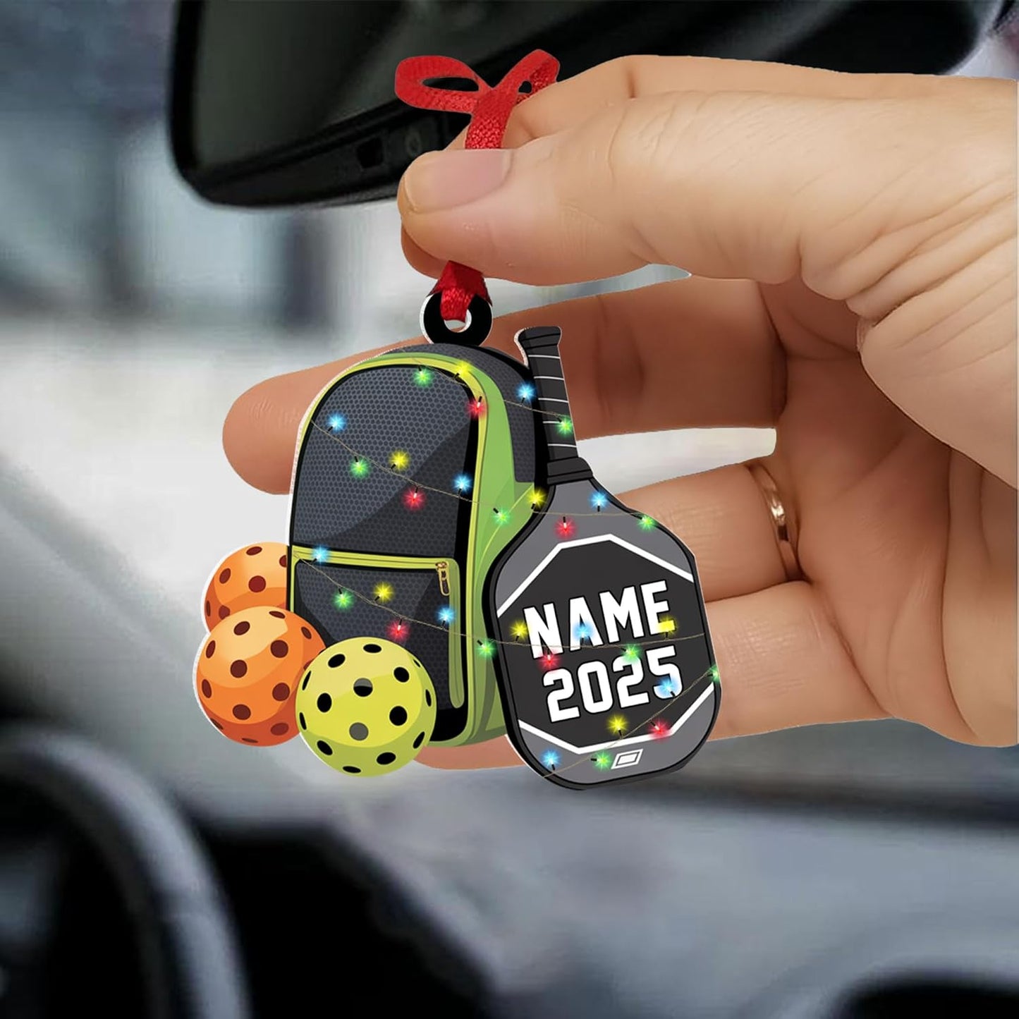 Custom Name and Year Pickleball Bag Ornament – Pickleball Christmas Ornament 3