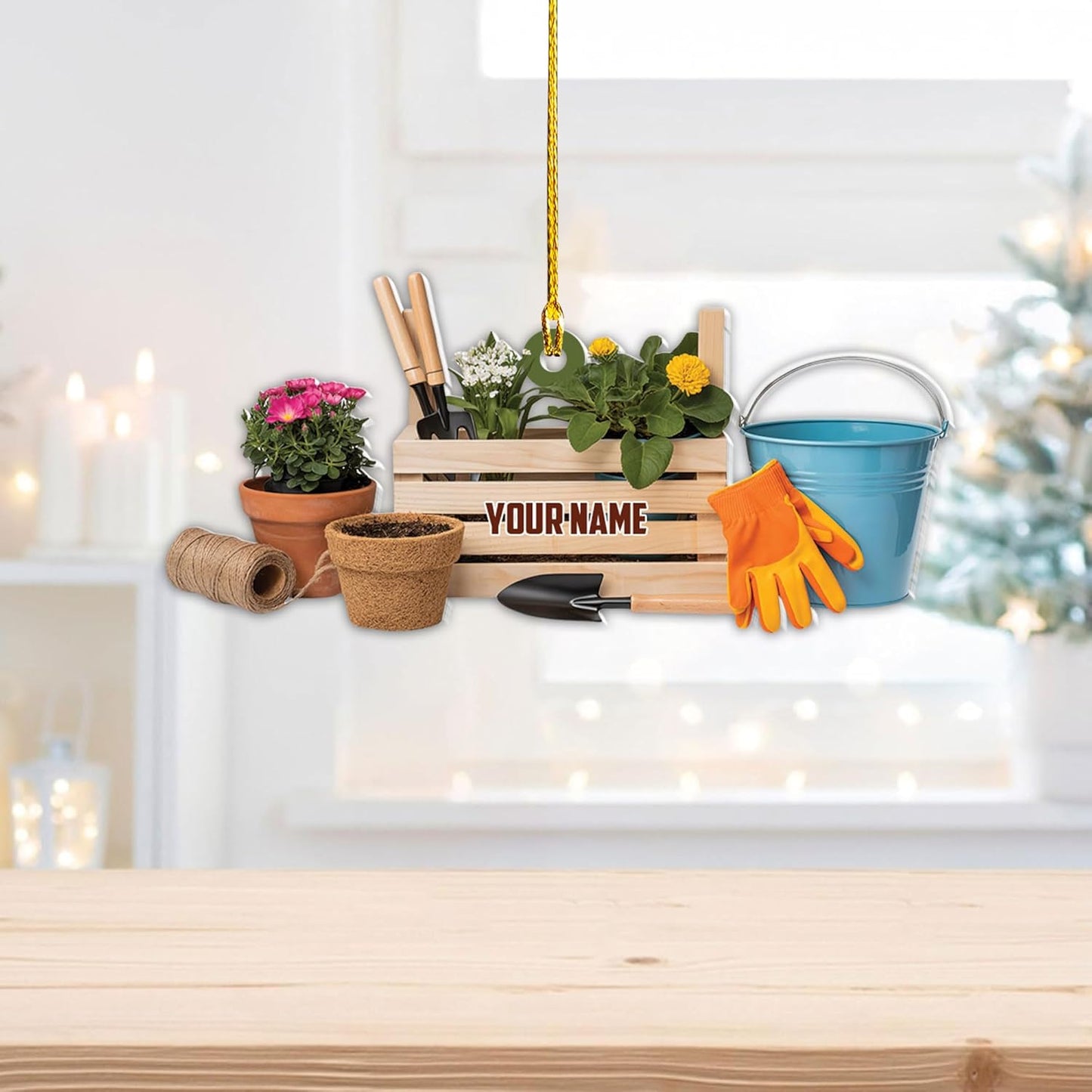 Custom Name Garden Equipment Ornament | Gardener Christmas Tree Decor Gift for Plant & Nature Lovers TG71