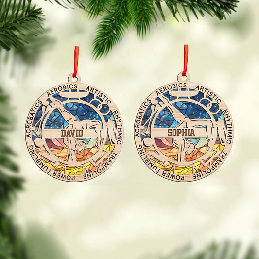 Personalized Name Gymnastics Ornament 2025, Girl Gymnast Ornaments, Wood Ornament for Xmas C10