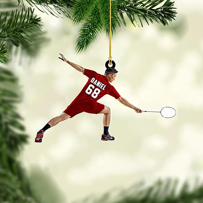 Pesonalized Christmas Gift for Badminton Players, Sports Lovers Badminton Ornament LL31
