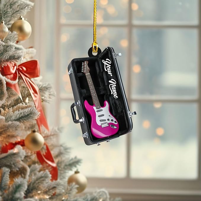 Custom Electric and Acoustic Guitar Christmas Ornament - Guitar Ornament Gift LL28