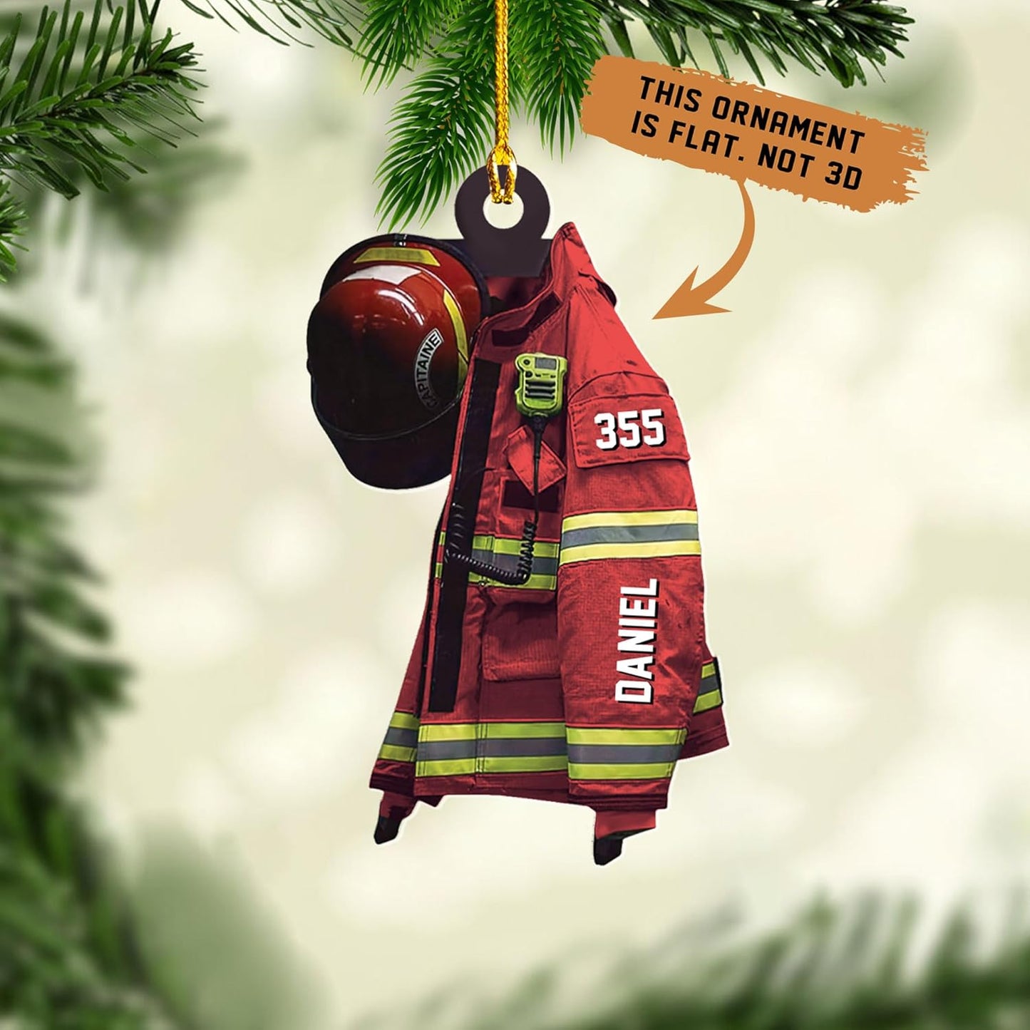 Personalized Firefighter Uniform Christmas Ornament Style 15