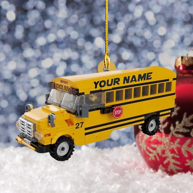 Personalized School Bus Ornament - Bus Driver Christmas Gift L6