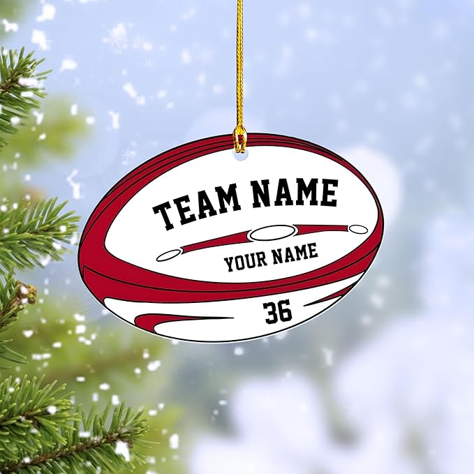 Personalized Rugby Player Christmas Gift for Sports Lovers - Rugby Ornament LL2