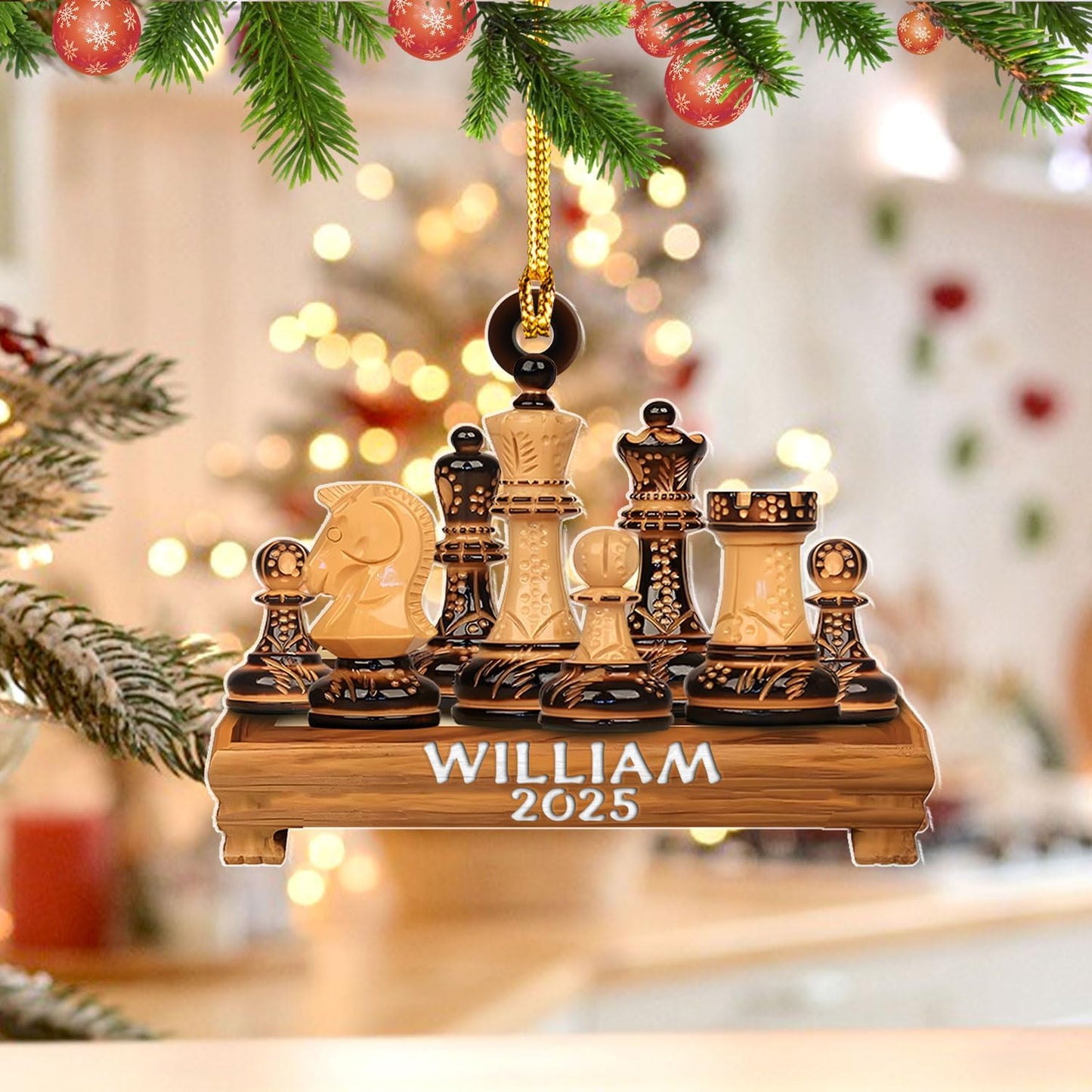 Personalized Name Chess Ornament Gift for Men Women Chess Team Player N18