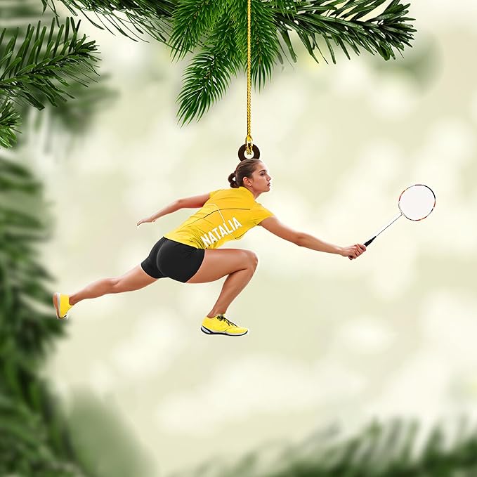Pesonalized Christmas Gift for Badminton Players, Sports Lovers Badminton Ornament LL28