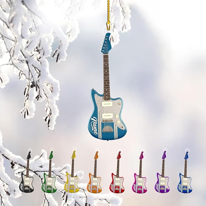 Custom Electric and Acoustic Guitar Christmas Ornament - Guitar Ornament Gift LL24