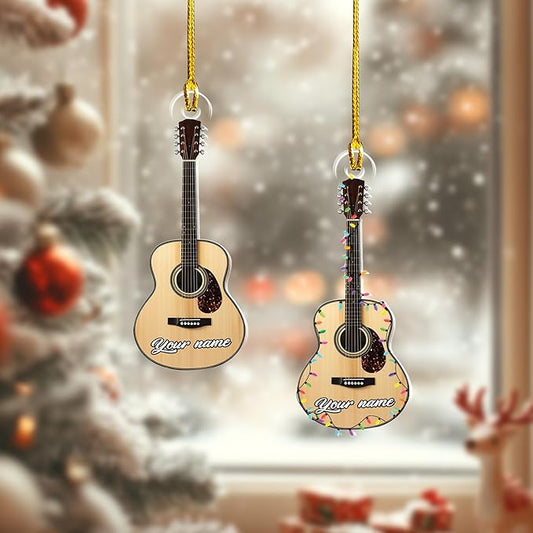 Personalized Electric and Acoustic Guitar Christmas Ornament - Guitar Ornament Gift LL31