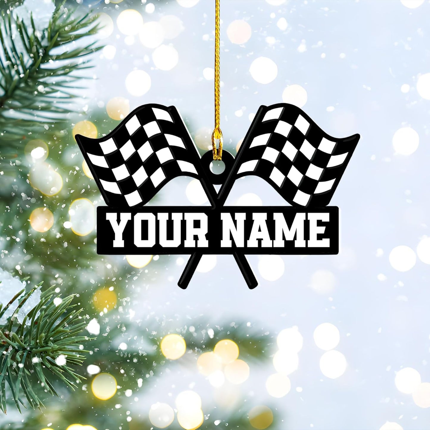 Personalized Racing Car Ornament – Custom Name Acrylic Race Car Christmas Decoration, Car Lover Gift TR11