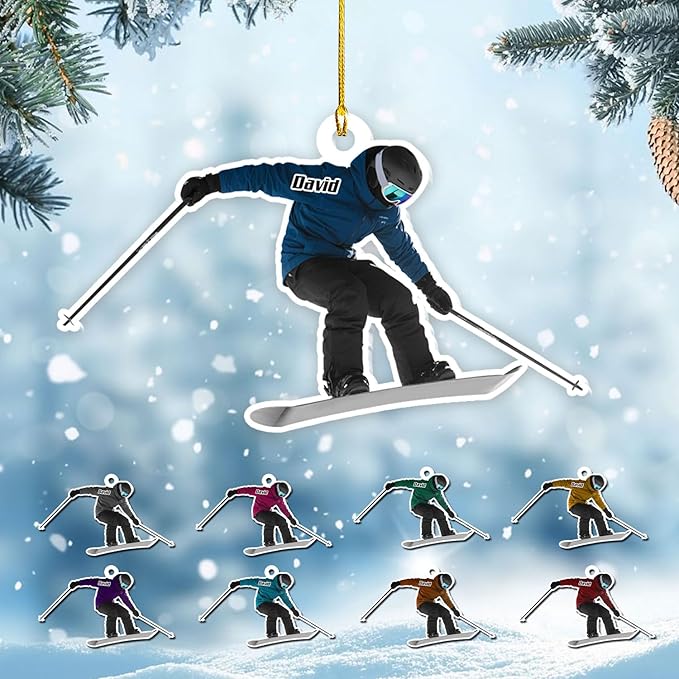 Personalized Snow Skiing Ornament, Custom Colored Skiing Mask Shape Ornament NO3