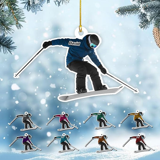 Personalized Snow Skiing Ornament, Custom Colored Skiing Mask Shape Ornament NO3